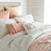 Peri Home Chenille Lattice Full/Queen Duvet, Grey, Cotton, Chenille Tufted, Button Closure, Adult